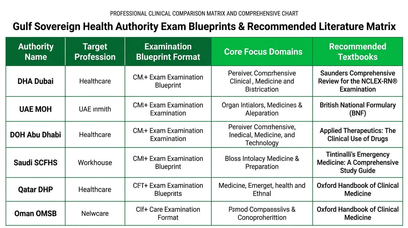 Gulf Health Authority Exam Blueprints & Recommended Literature Matrix