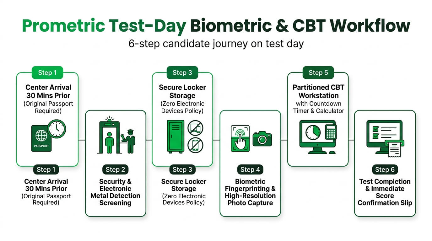 Prometric Test-Day Security Flowchart and CBT Simulation Environment
