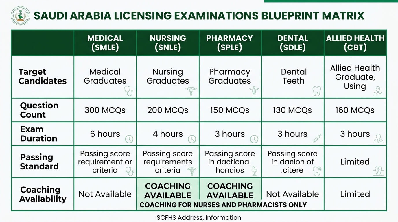 Saudi Licensing Examinations Blueprint Matrix